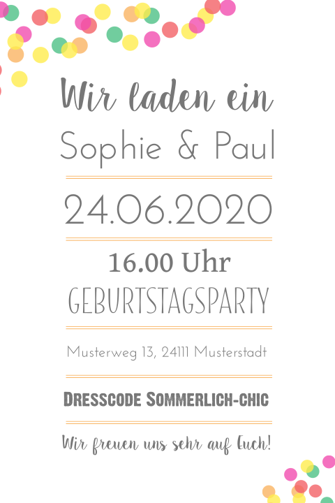 Einladung Konfetti 30