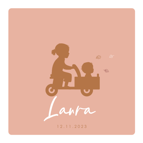 Süße Geburtskarte für Geschwister mit Fahrrad