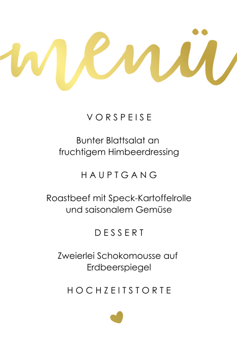 Menukarte Schriftzug