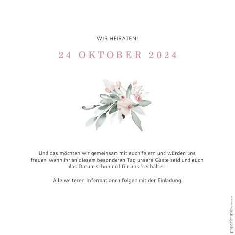 Save the Date Karte mit rosafarbenen Blüten