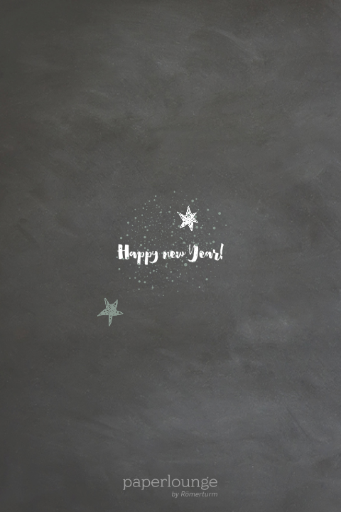 Neujahrskarte mit schönem Schriftzug und Feuerwerk