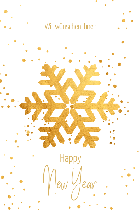 Hübsche Weihnachtskarte mit großer goldener Schneeflocke