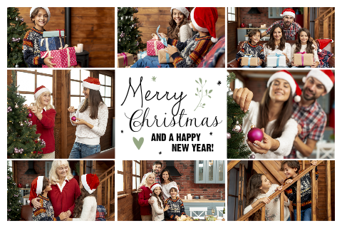 Hübsche Weihnachtskarte mit einem Rahmen aus Ihren Bildern