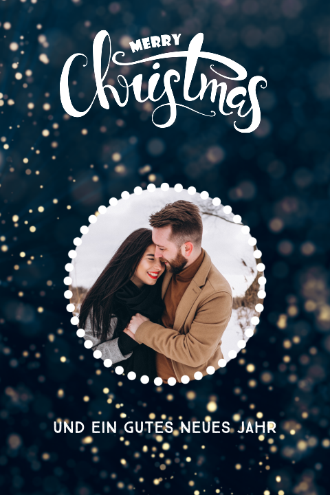 Stilvolle Weihnachtskarte mit goldenen Punkten und Ihrem Foto