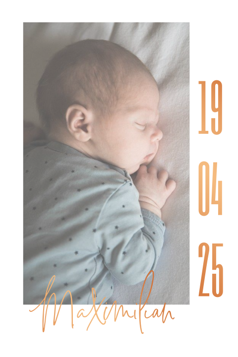 Elegante Geburtskarte für Ihren Nachwuchs mit Foto und Foliendruck