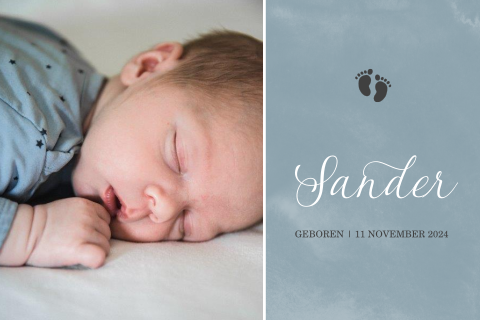 Hübsche Dankeskarte zur Geburt Ihres Sohnes mit Foto und kleinen Füßen