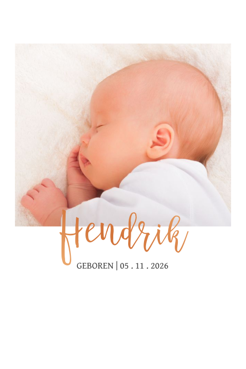 Stilvolle Geburtskarte mit einem Foto und edlem Foliendruck