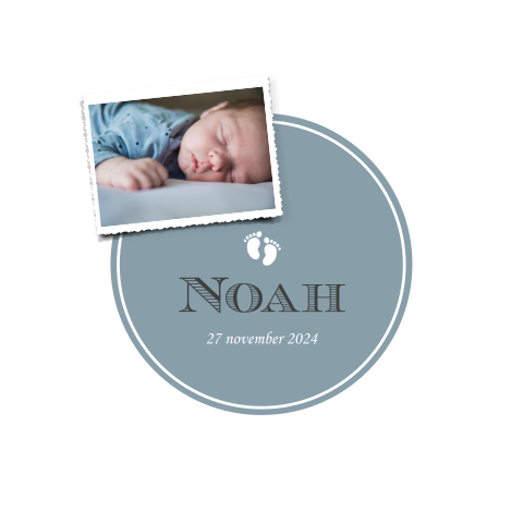 Hübsche Geburtskarte für Ihr Baby mit Foto und kleinen Füßen