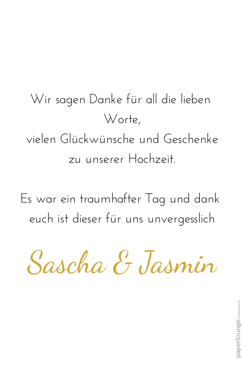 Stilvolle Dankeskarte für die Gäste Ihrer Hochzeit