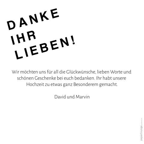 Dankeskarte für Ihre Hochzeit mit individuellem Bild des großen Tages