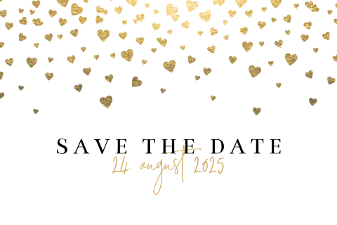 Save the Date Karte mit goldenen Herzen: "Gold Hearts"