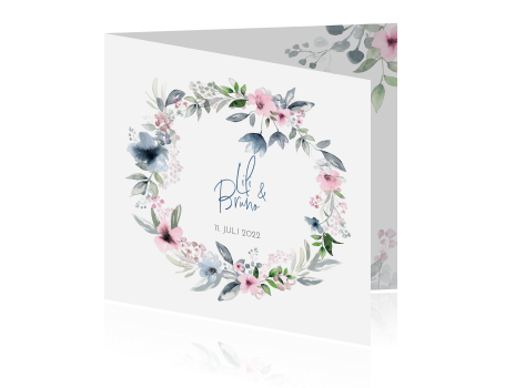 Einladungskarten Hochzeit Blumenkranz